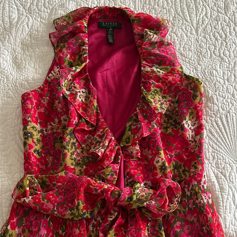 Lauren Ralph Lauren Floral Midi Dress - Pink and Green